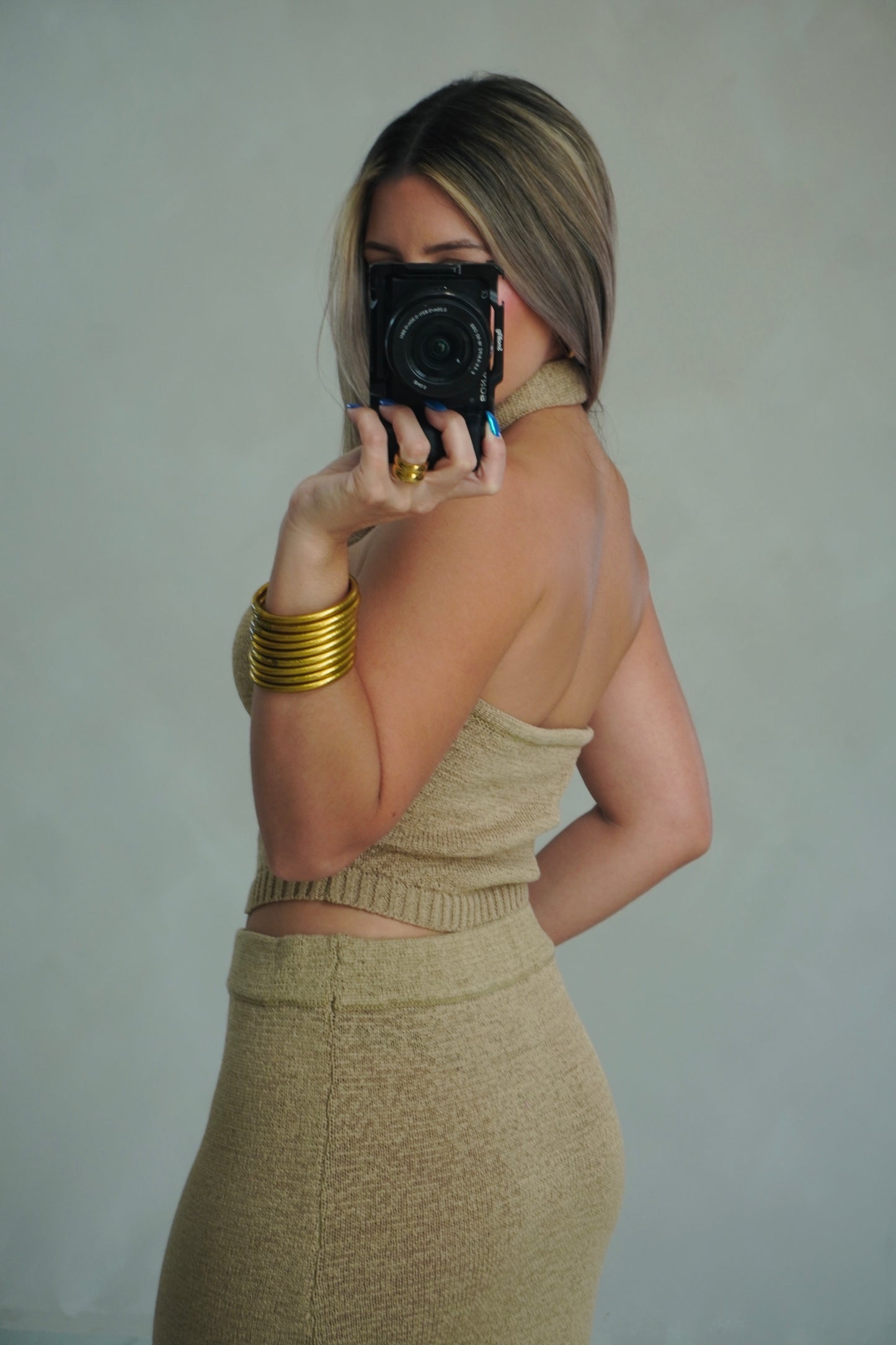 HALTER KNOTTED KNIT SET