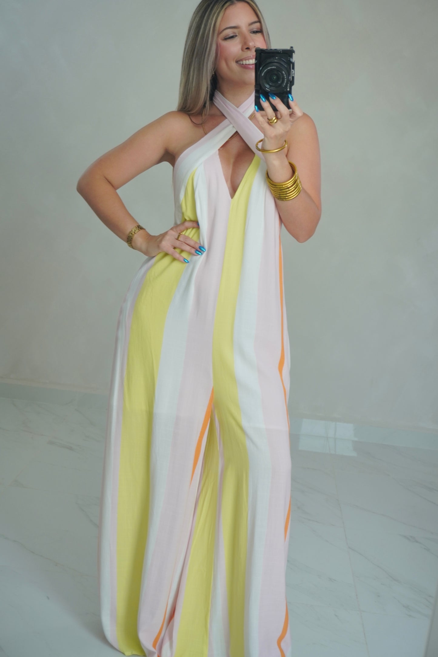 MULTI COLOR HALTER JUMPSUIT