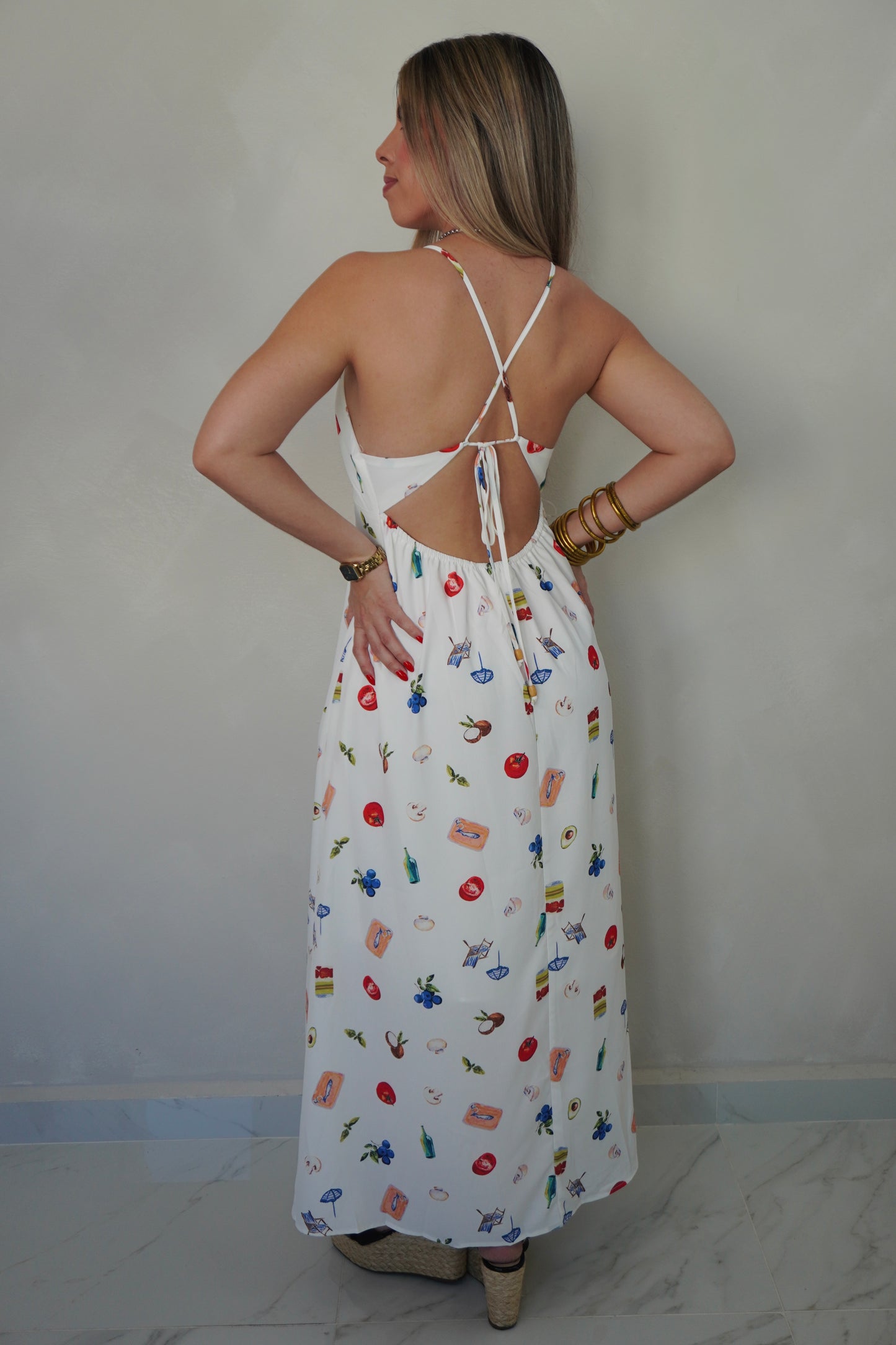 TROPICAL PRINT MIDI DRESS