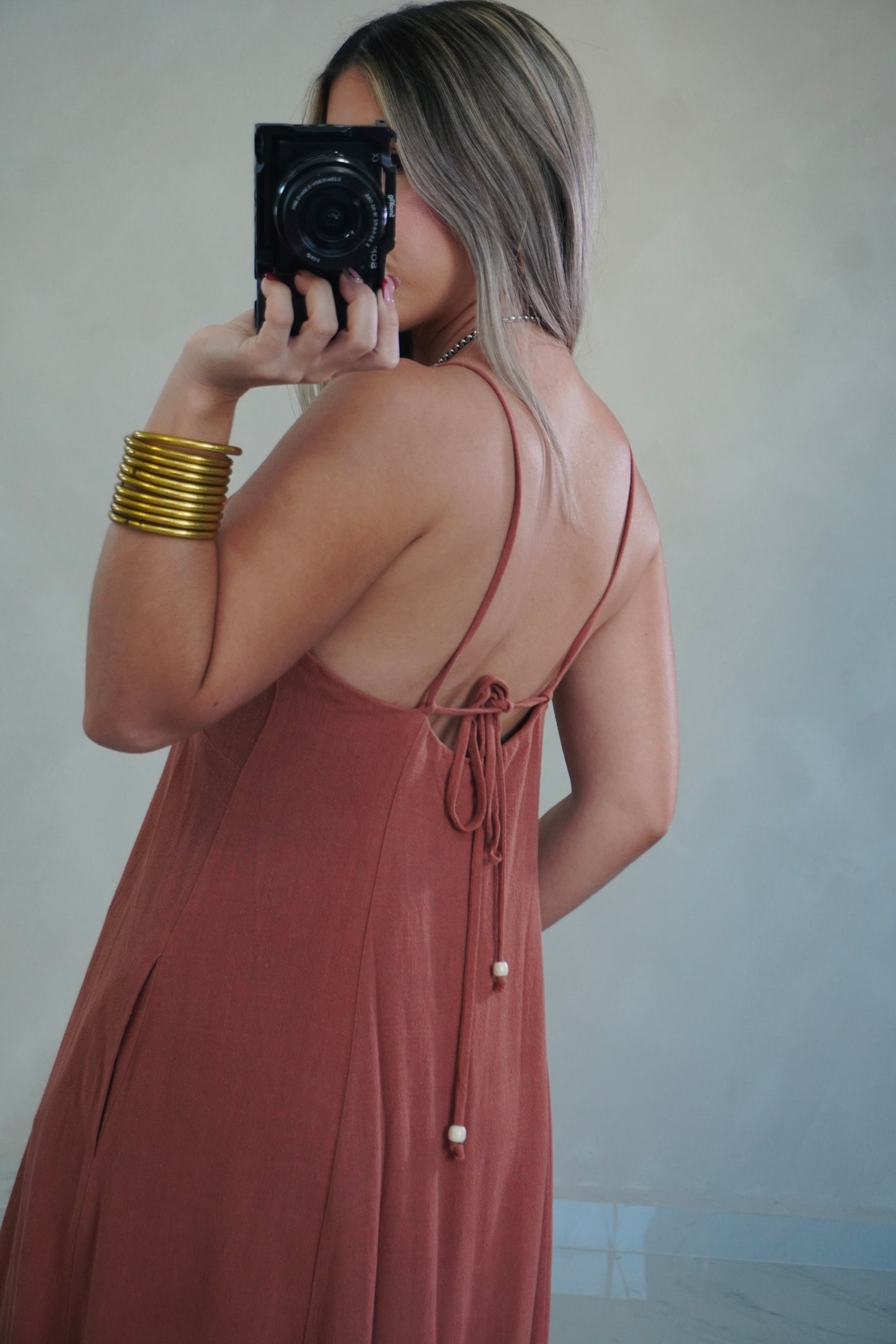 TERRA COTTA MIDI DRESS