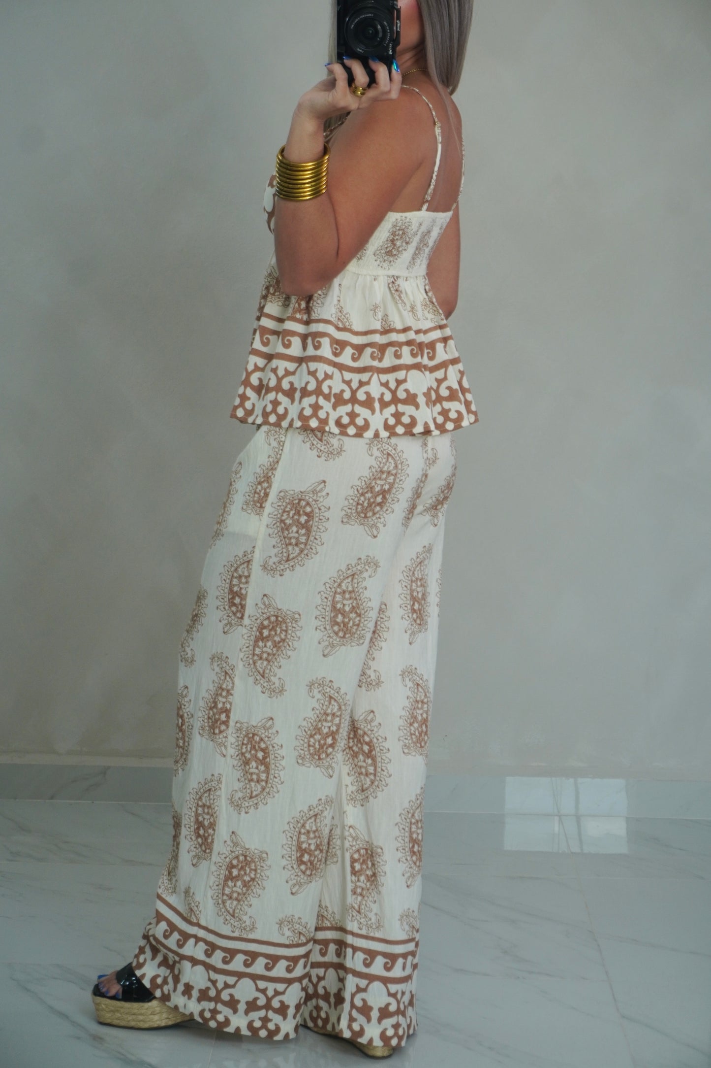 IVORY PRINTED PANTS SET