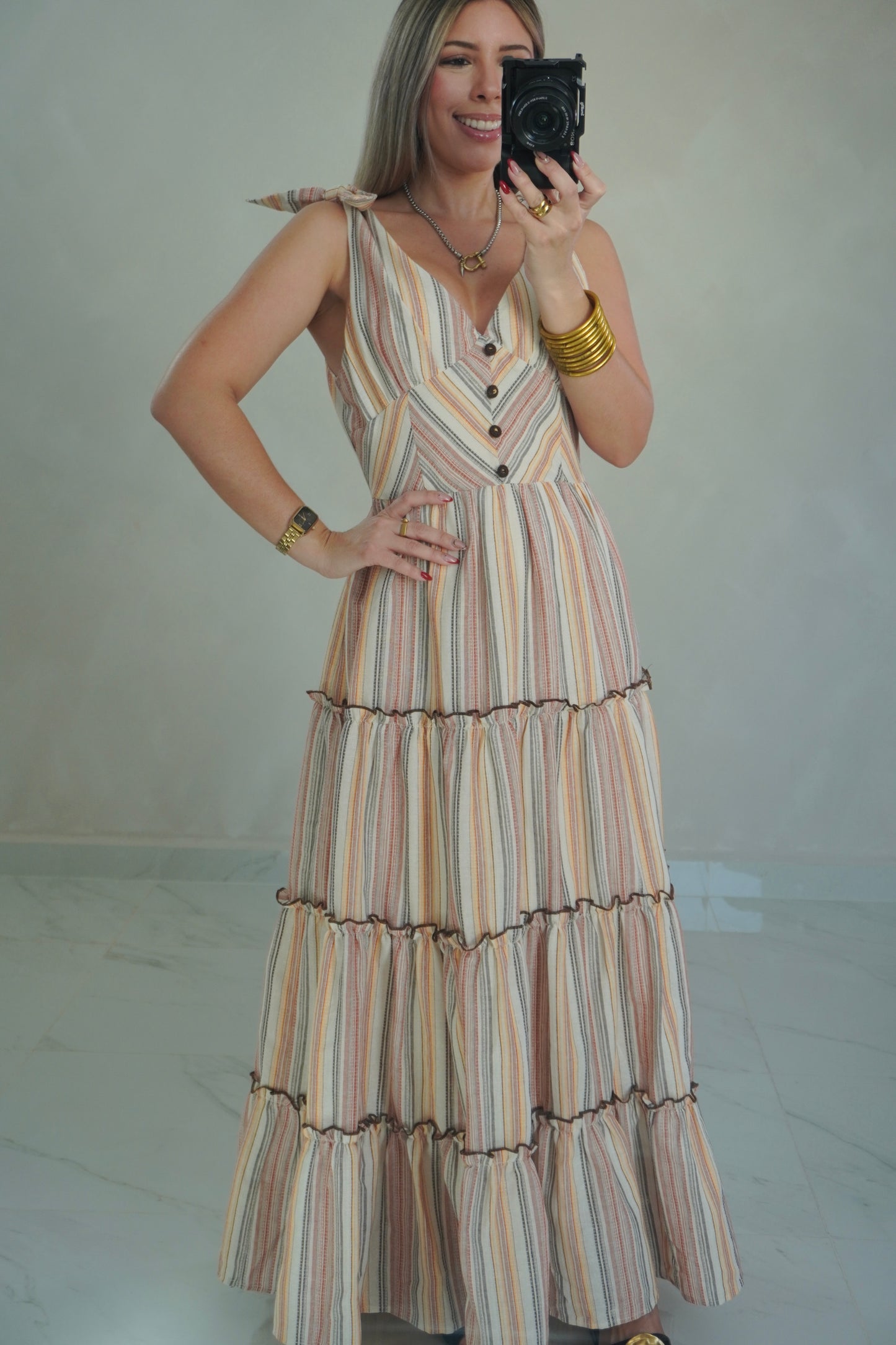 TIE STRAPS MAXI DRESS