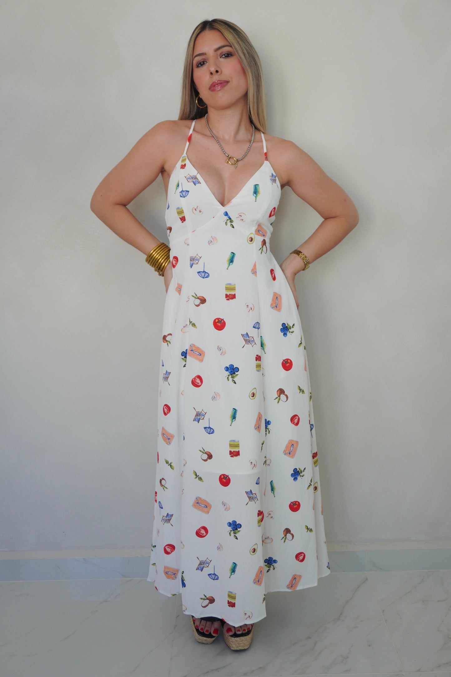 TROPICAL PRINT MIDI DRESS
