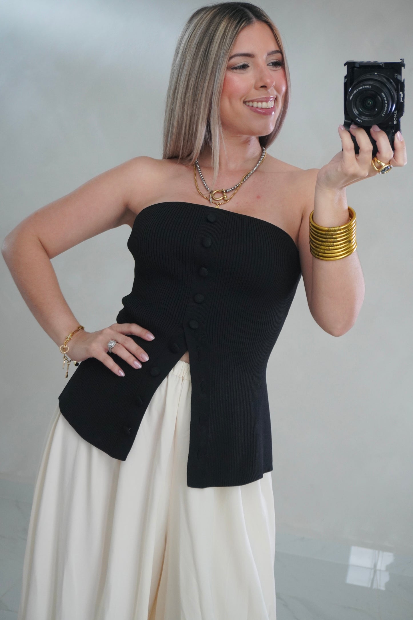 KNIT STRAPLESS TOP