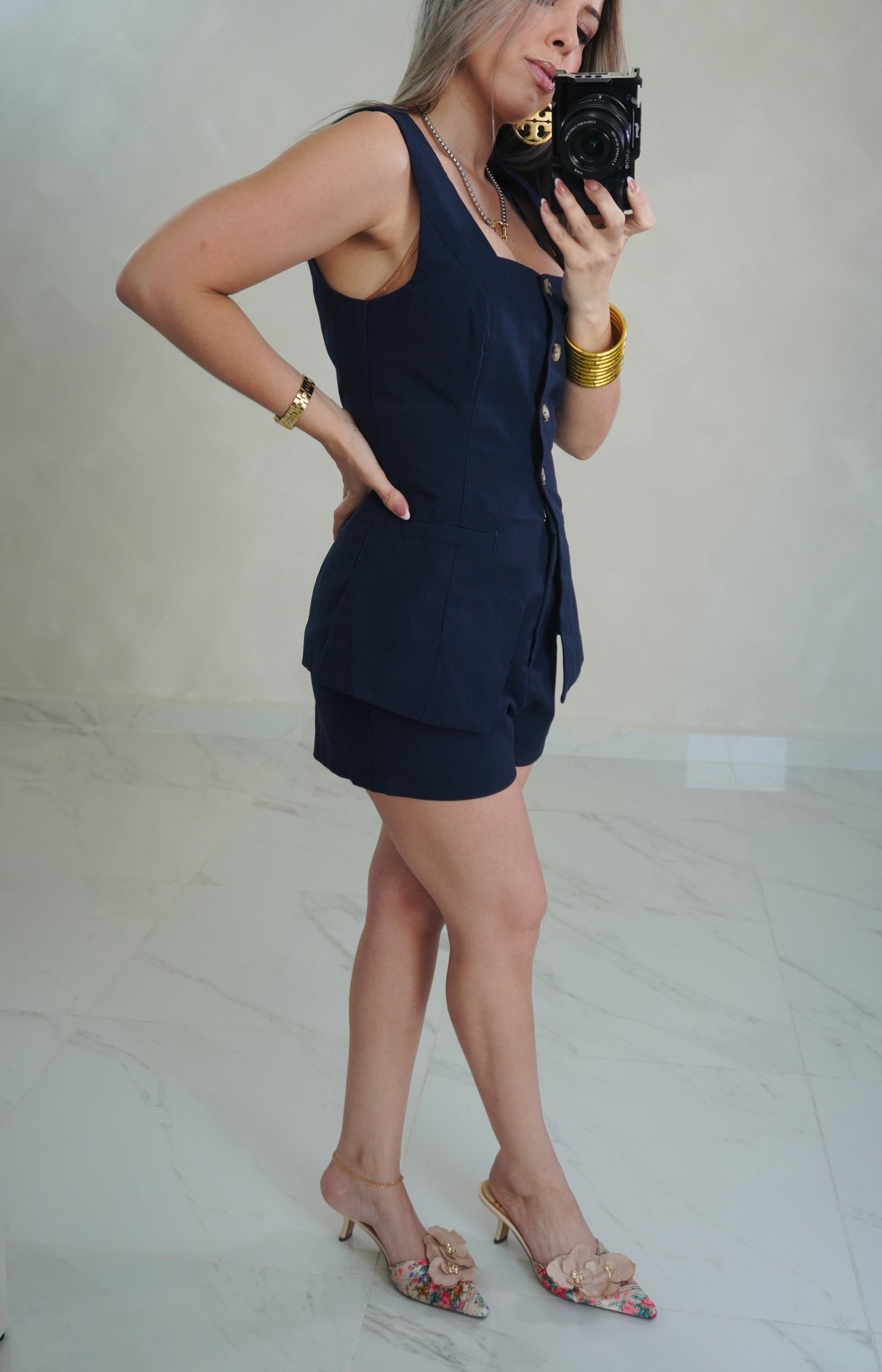 LINEN VEST SHORT SET
