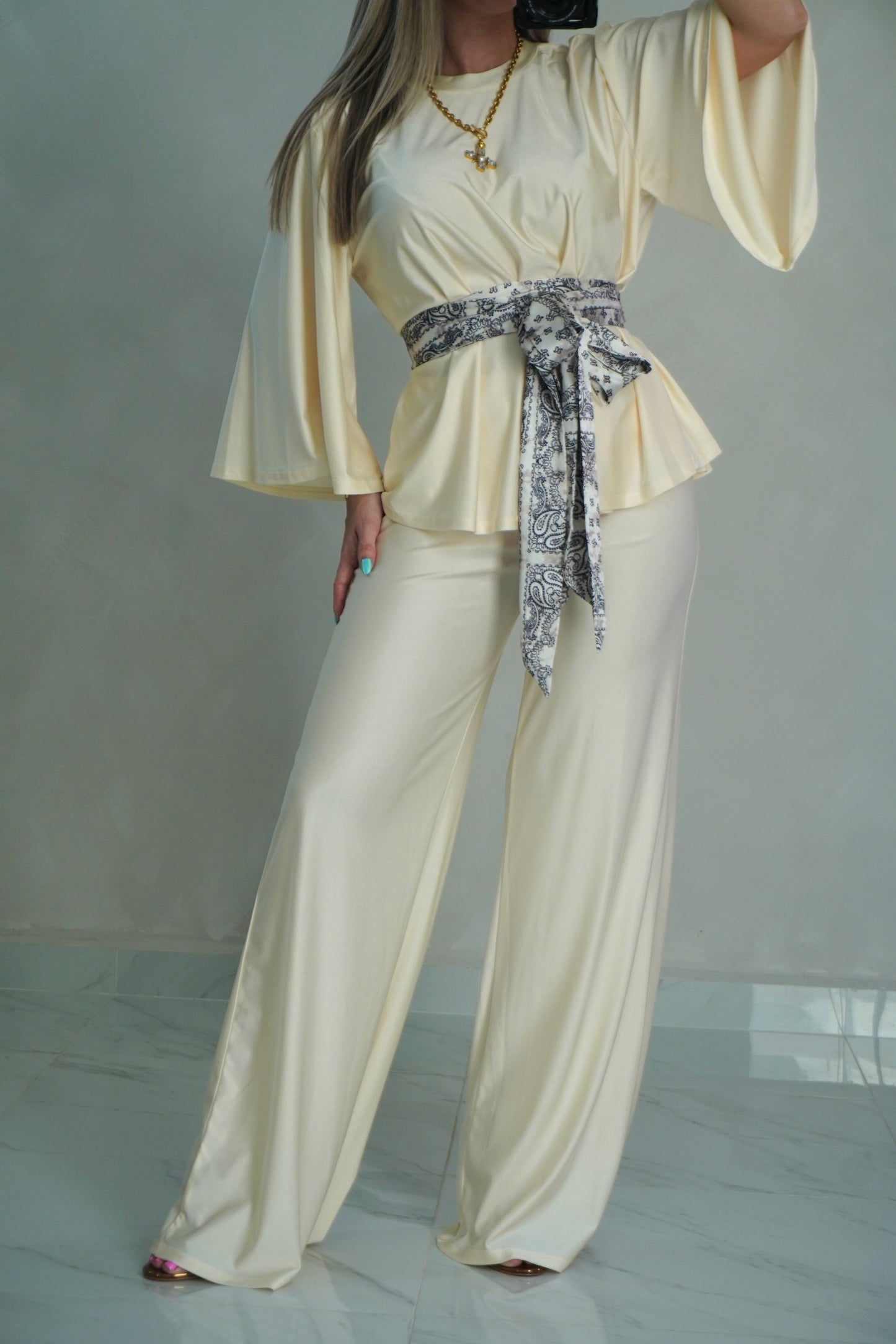 WIDE SLEEVE TOP & PANT SET