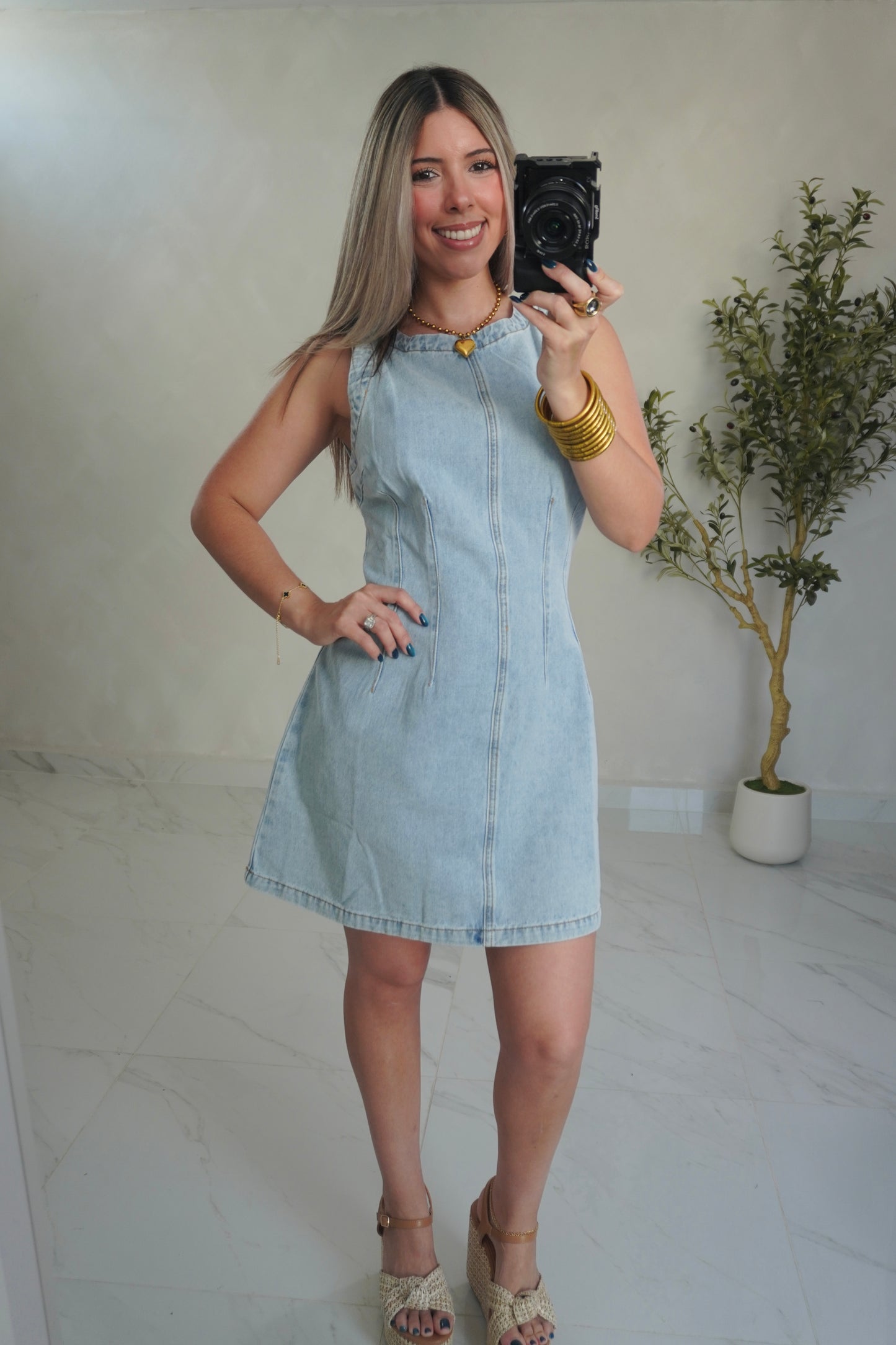 SLEEVELESS DENIM DRESS