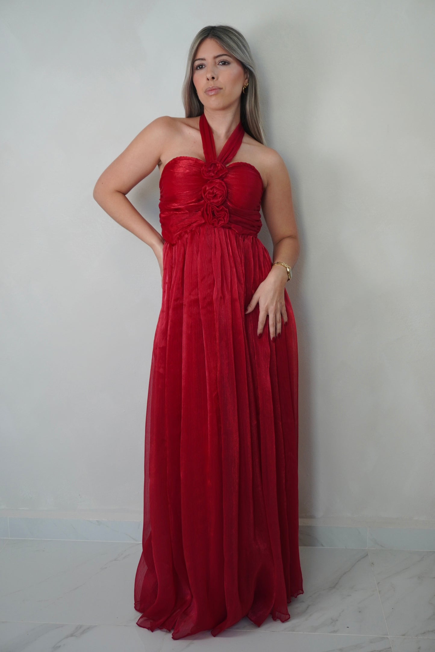 HALTER FLOWER MAXI DRESS