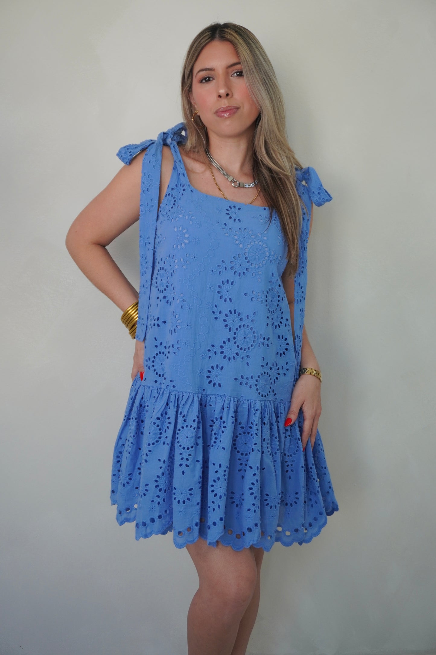 EYELET LACE DRESS