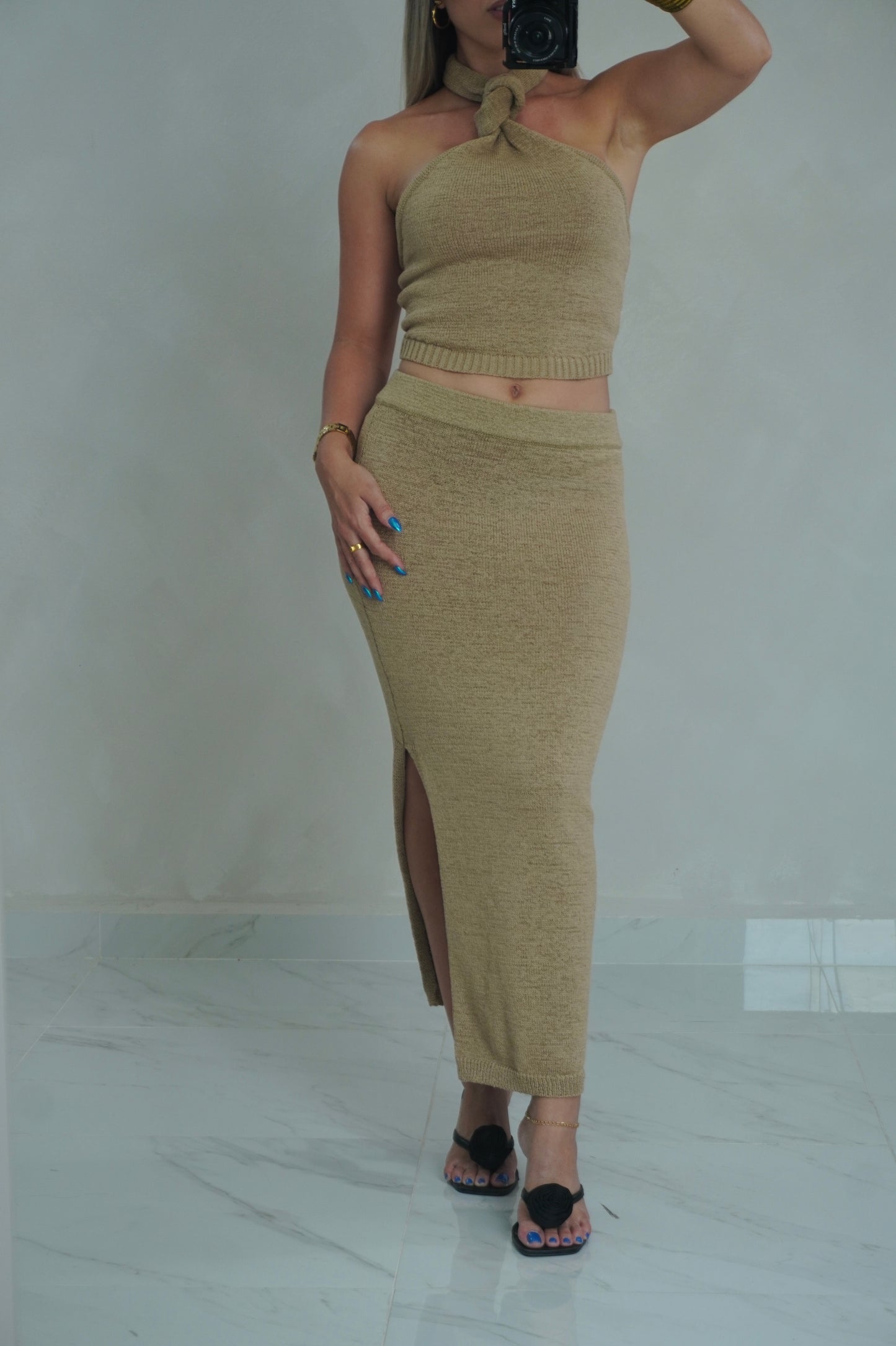 HALTER KNOTTED KNIT SET