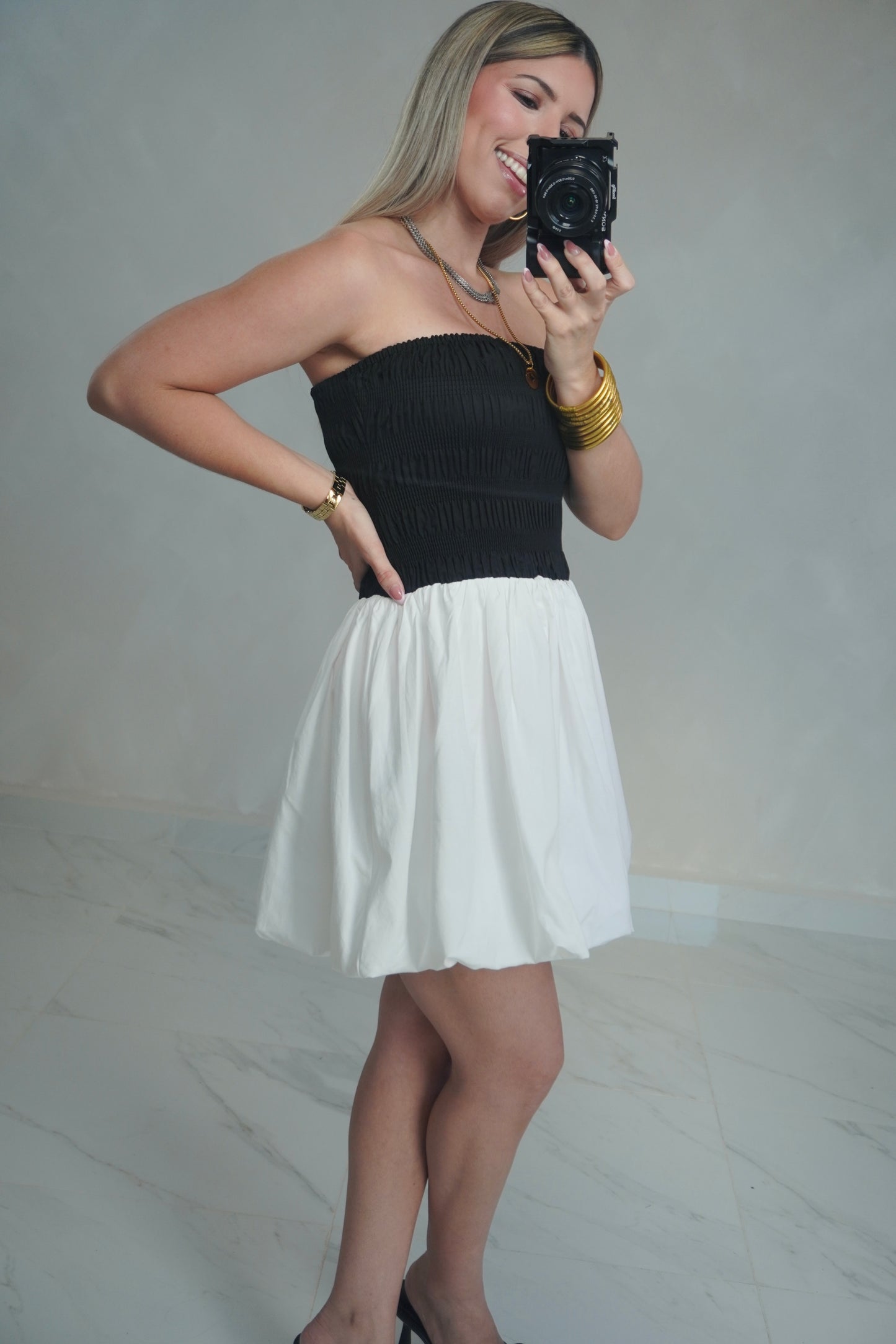 SMOCKED BUBBLE DRESS