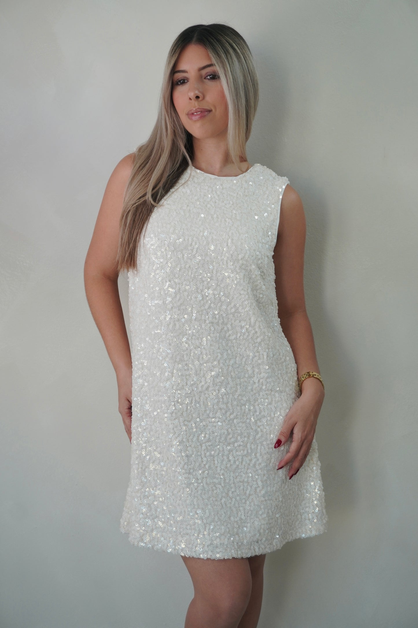 SEQUINS TIE BACK DRESS