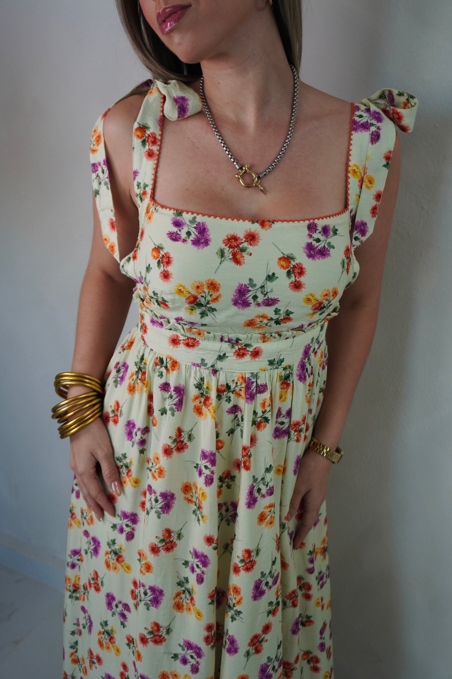 FLORAL SAGE MIDI DRESS