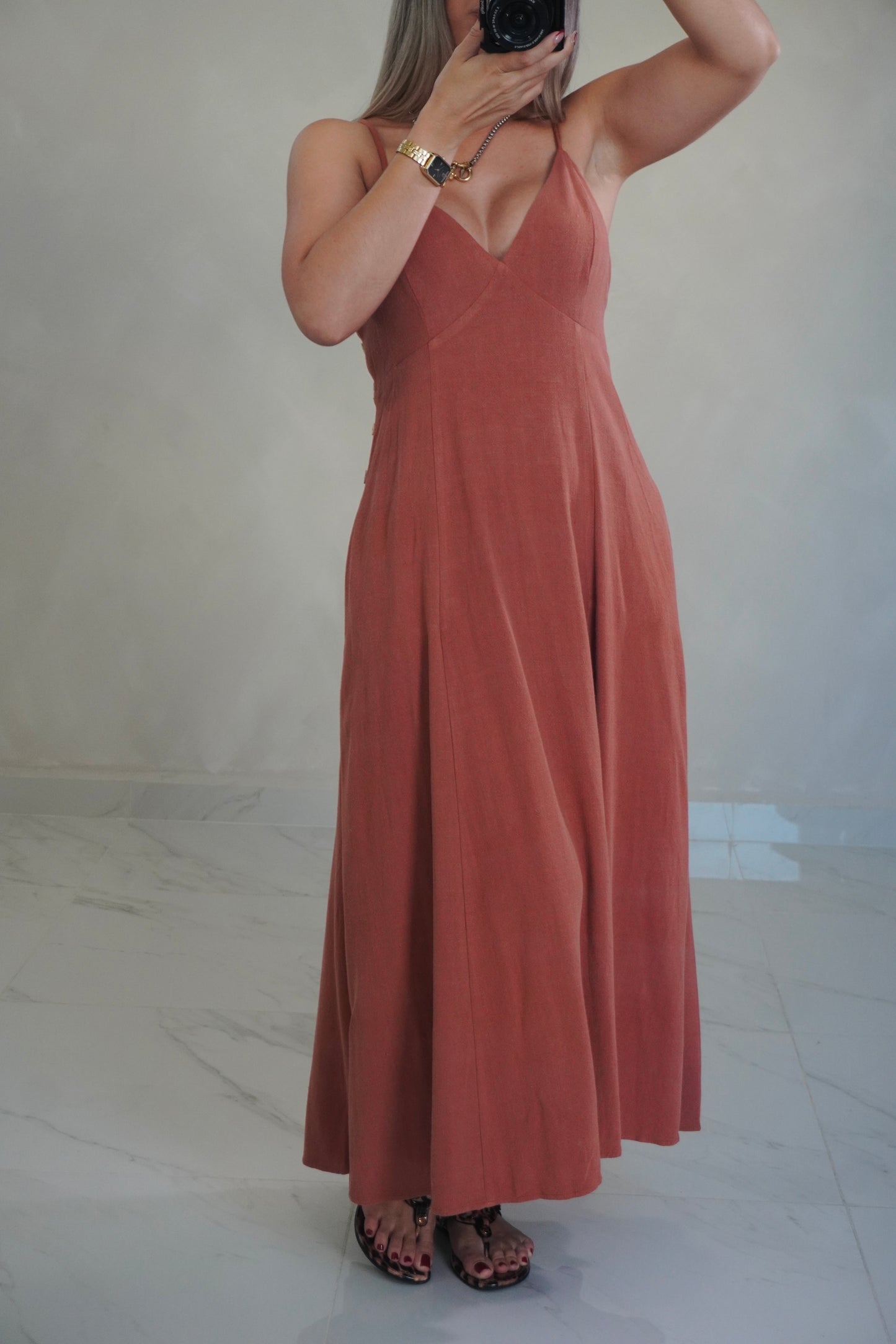 TERRA COTTA MIDI DRESS