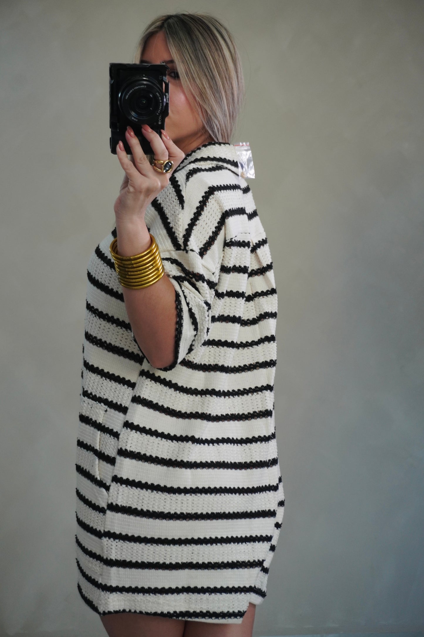 STRIPES ROMPER - BLACK