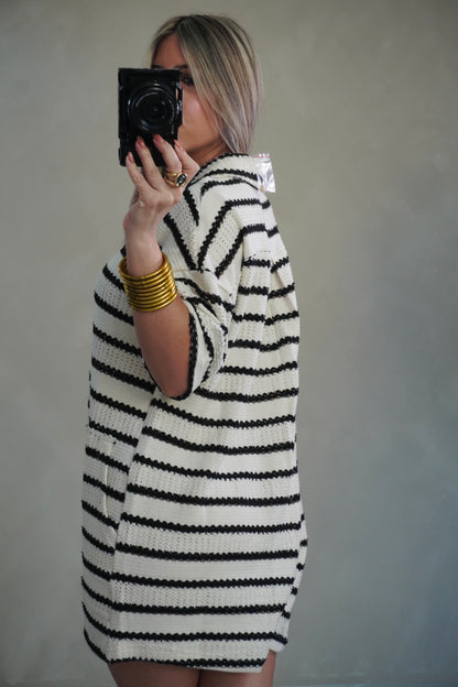 STRIPES ROMPER - BLACK