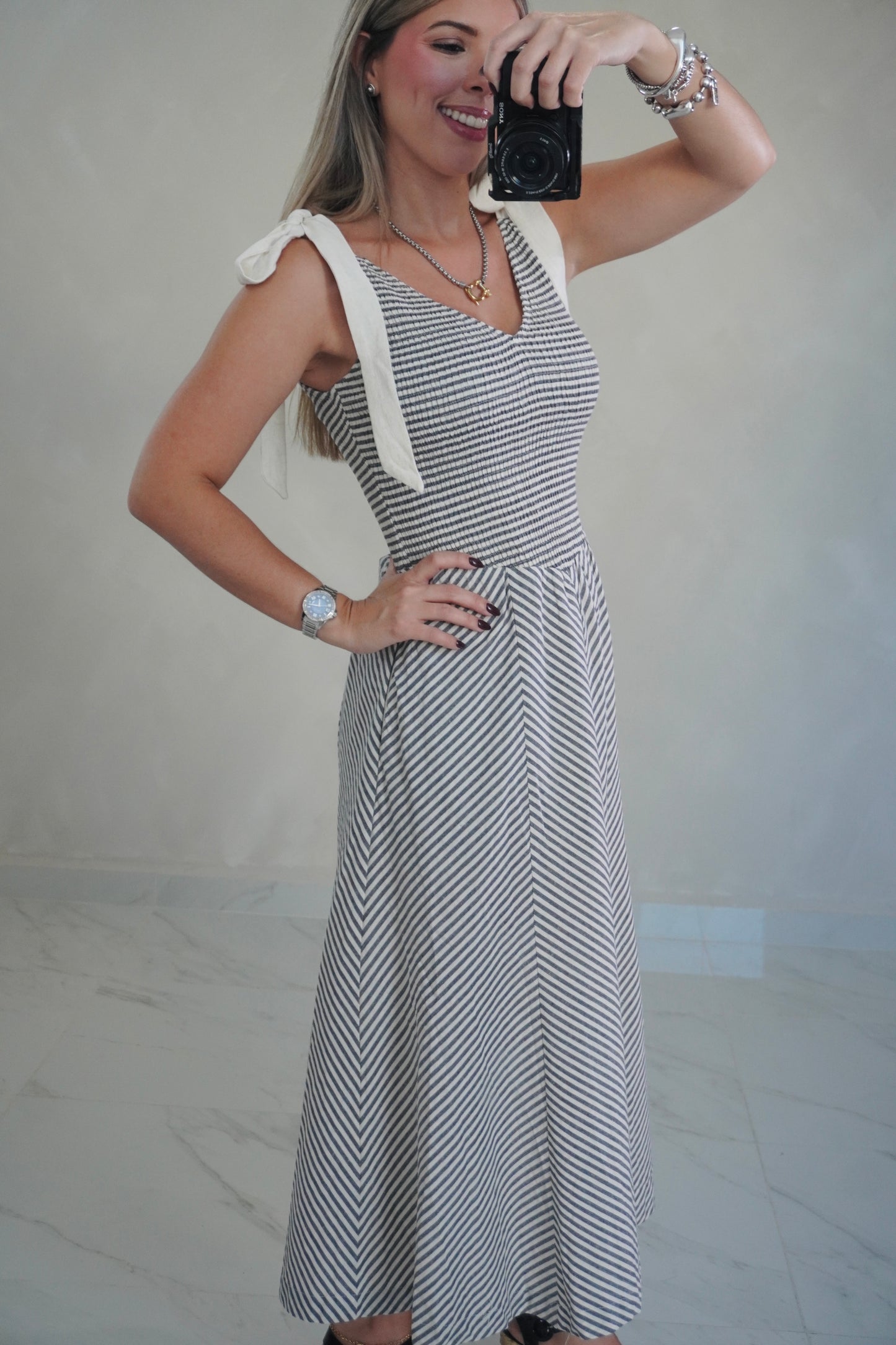 LINEN STRIPES DRESS