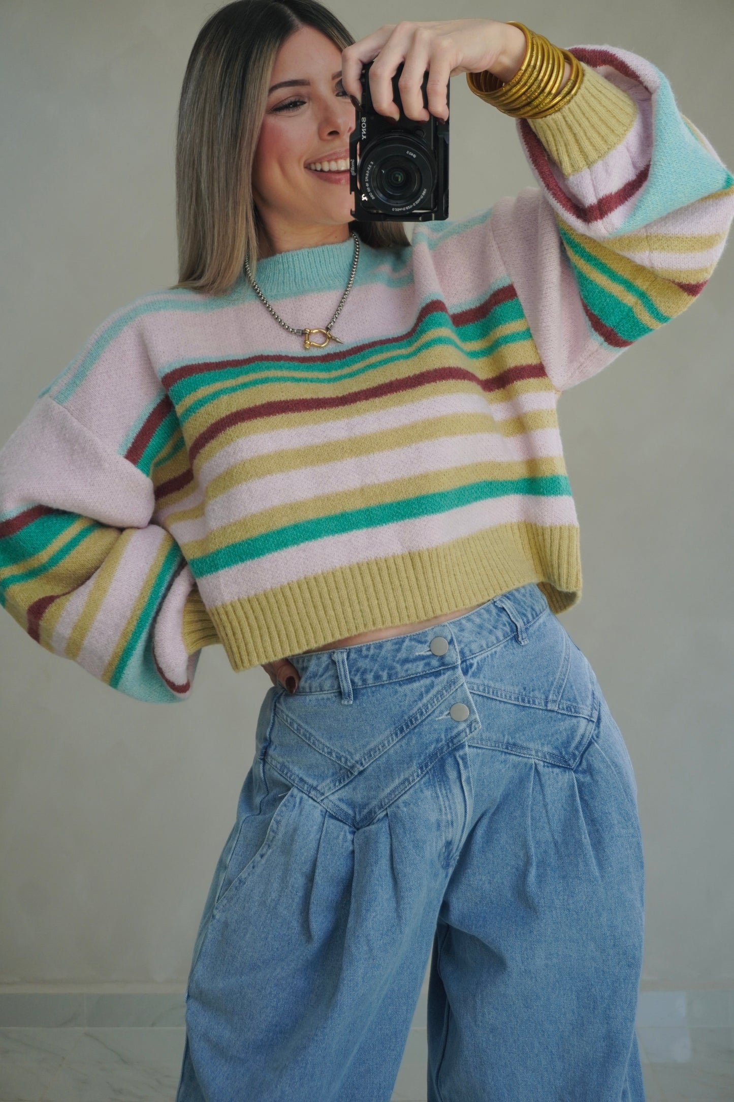 MINT STRIPES SWEATER TOP