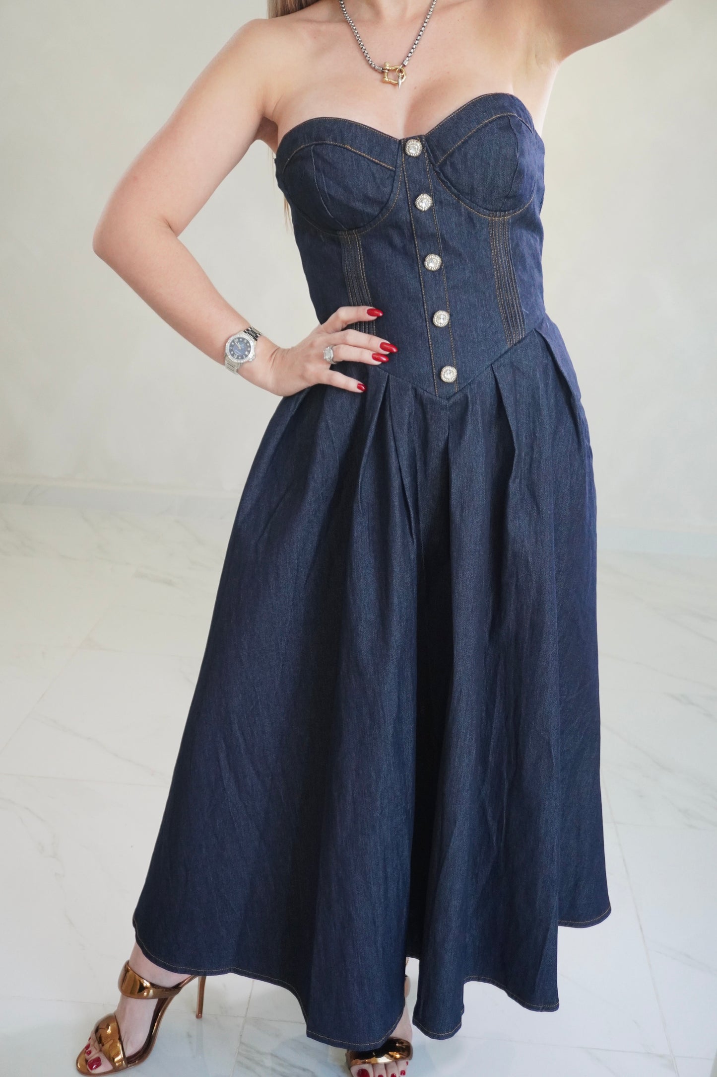 DARK DENIM MIDI DRESS
