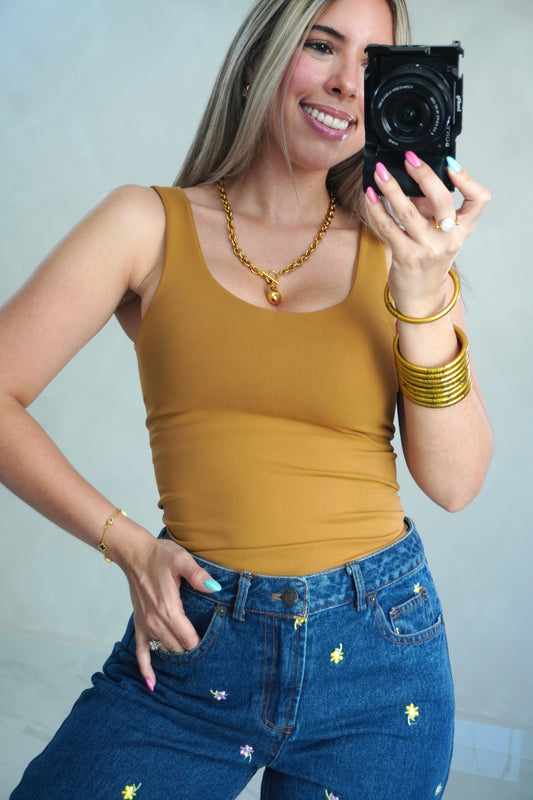 V NECK REVERSIBLE TANK - COPPER