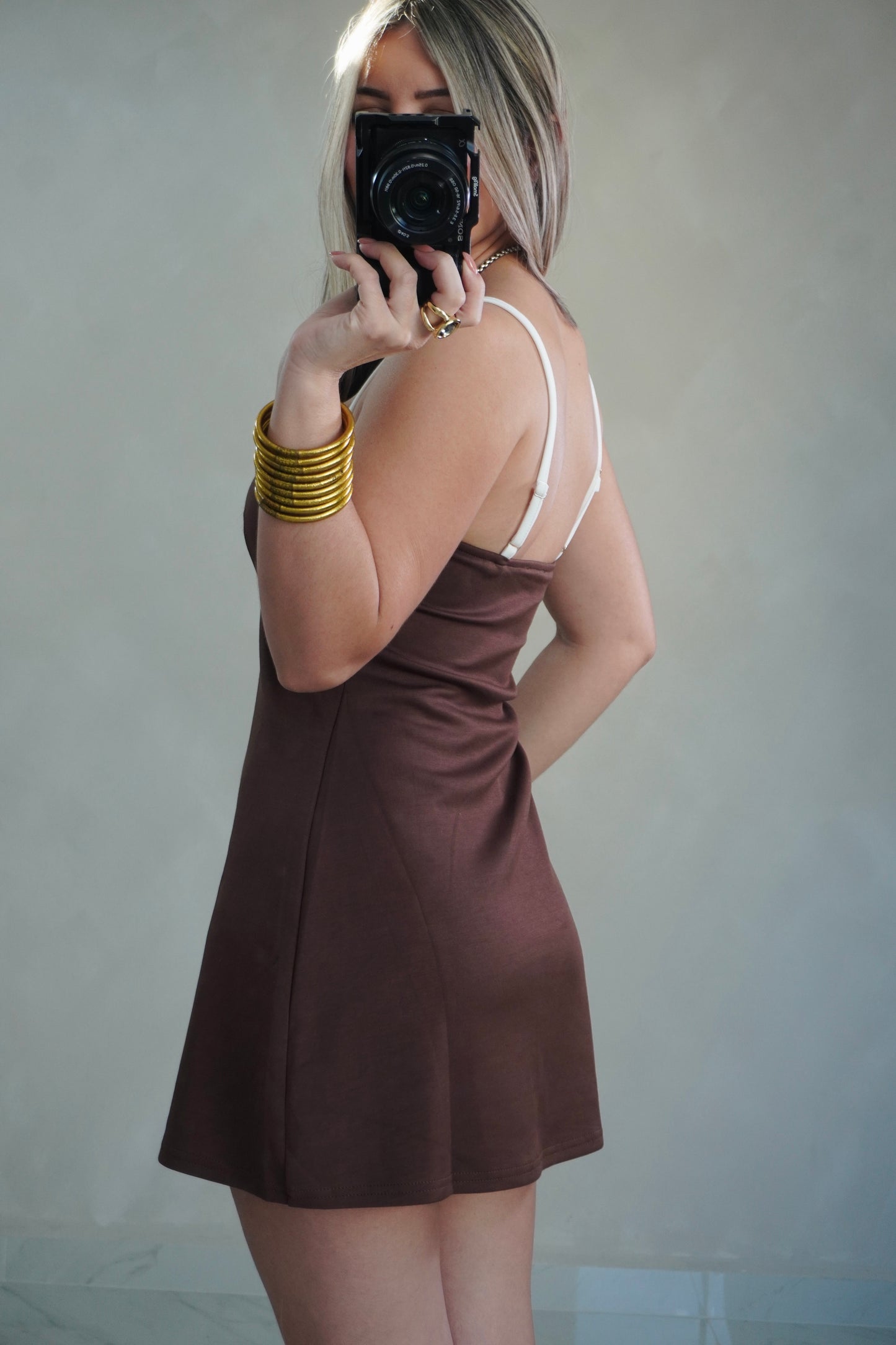 CONTRAST A-LINE ROMPER/DRESS