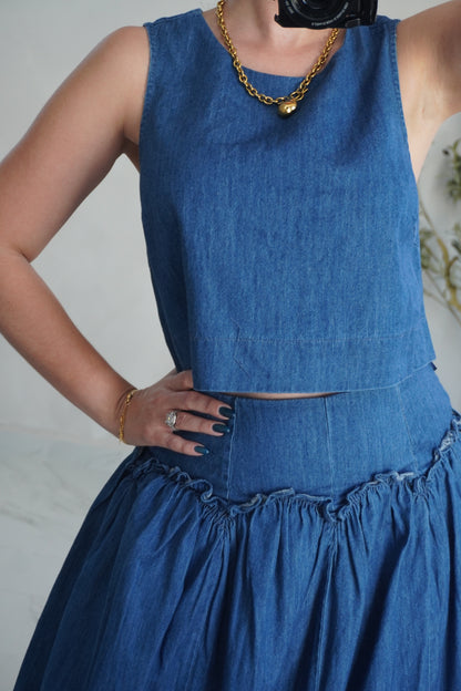 SCALLOP DENIM SKIRT SET