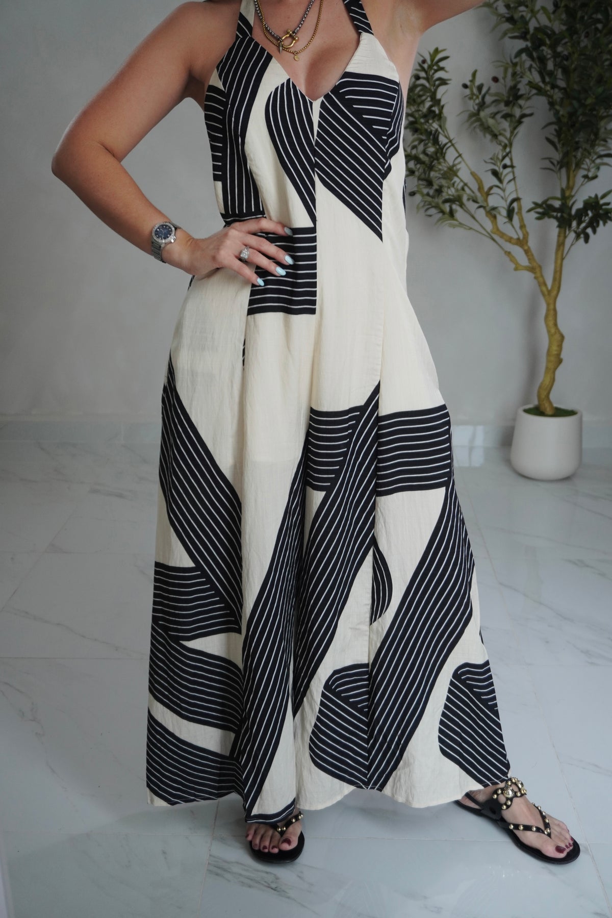 BLACK PRINT JUMPSUIT