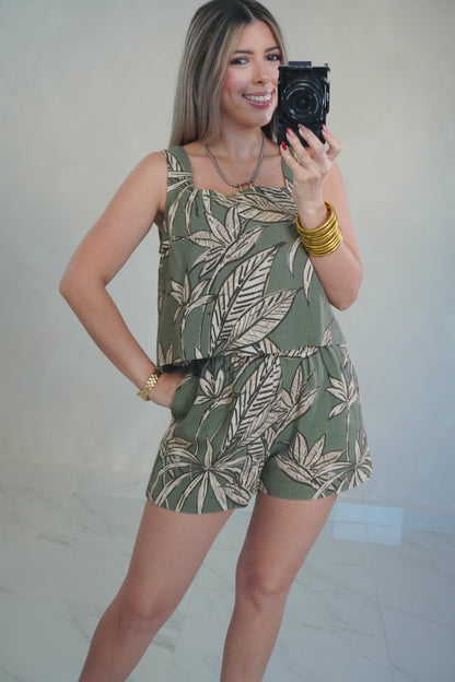 OLIVE TOP & SHORT SET