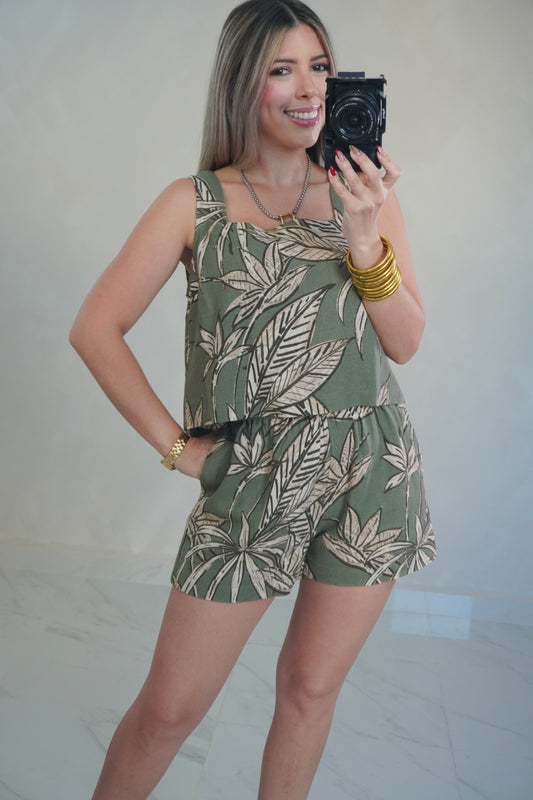 OLIVE TOP & SHORT SET