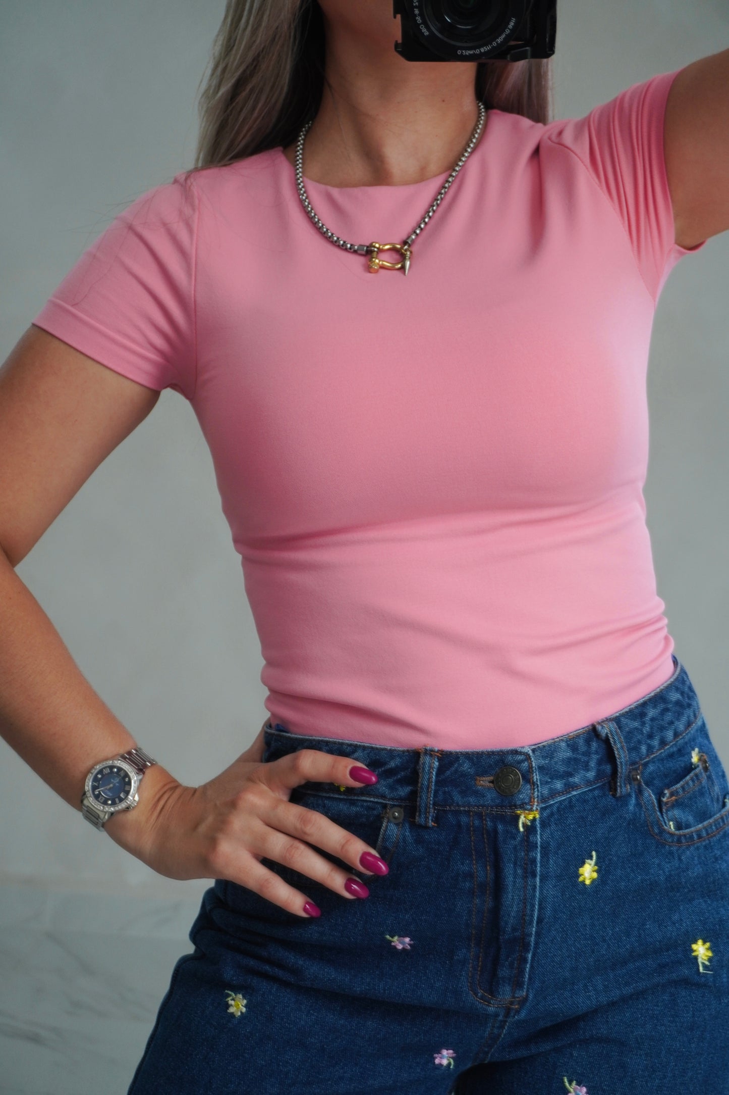 ROUND NECK BASIC TOP - PINK