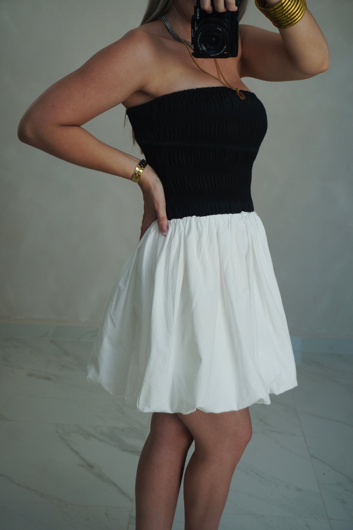 SMOCKED BUBBLE DRESS