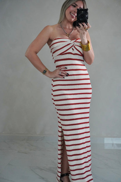 STRIPES STRAPPLES DRESS
