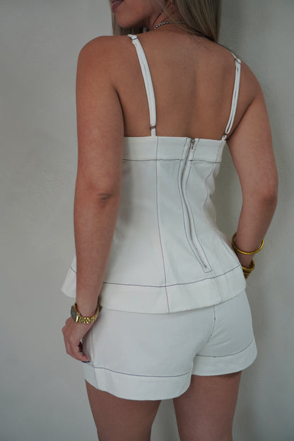 RESTOCK OFF WHITE DENIM SHORT SET