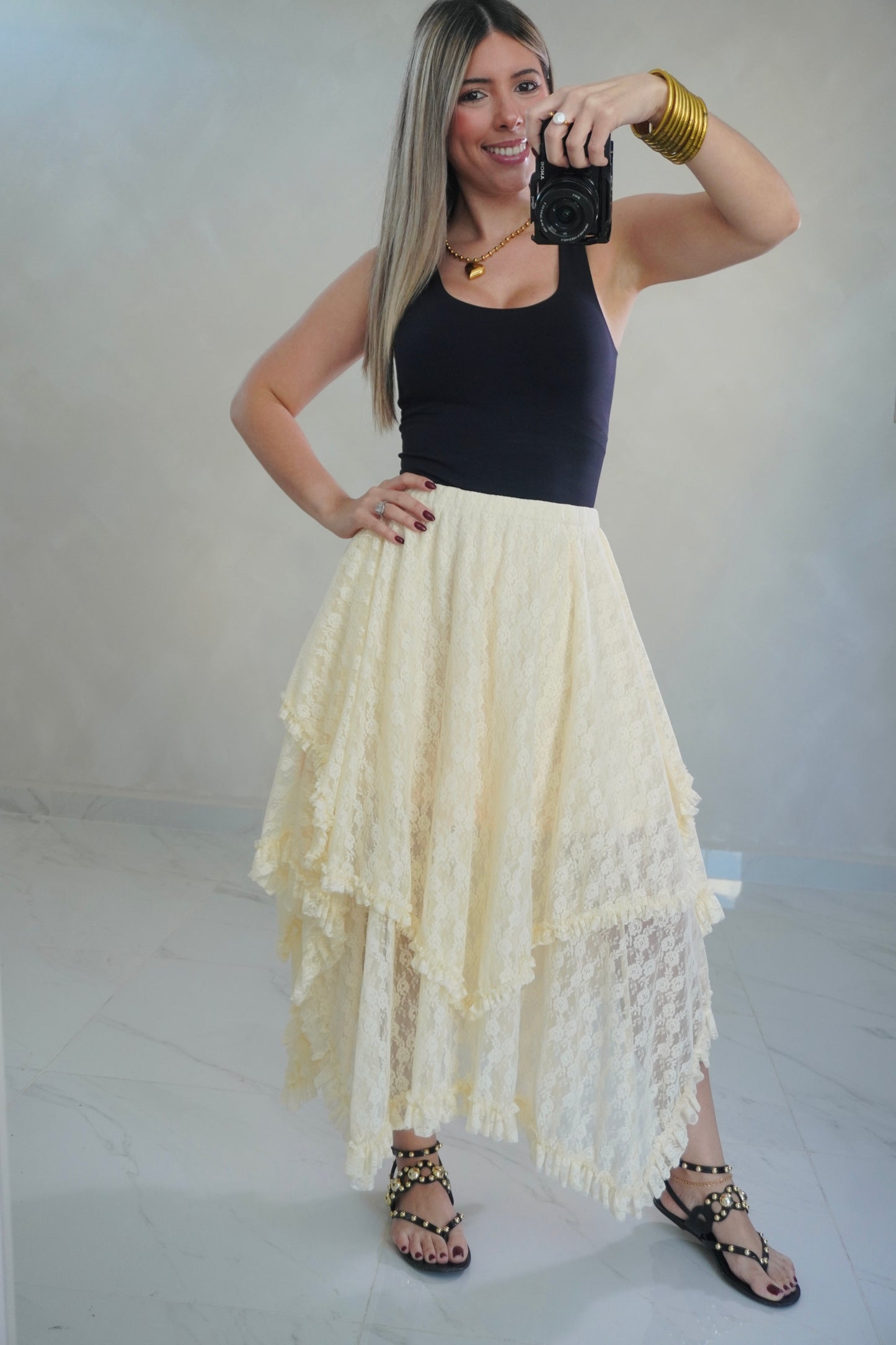 ECRU LACE SKIRT