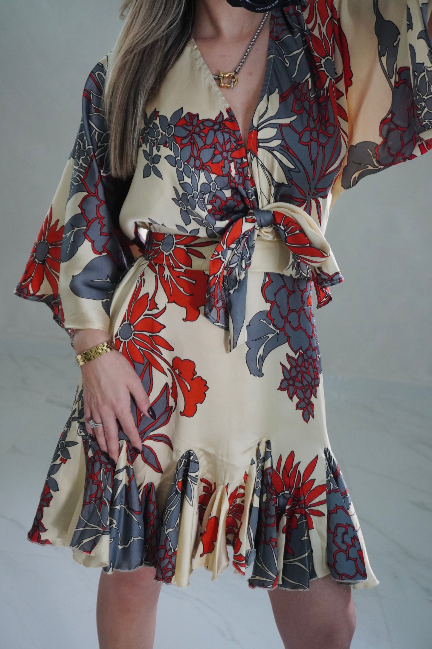 KIMONO SLEEVE MINI DRESS