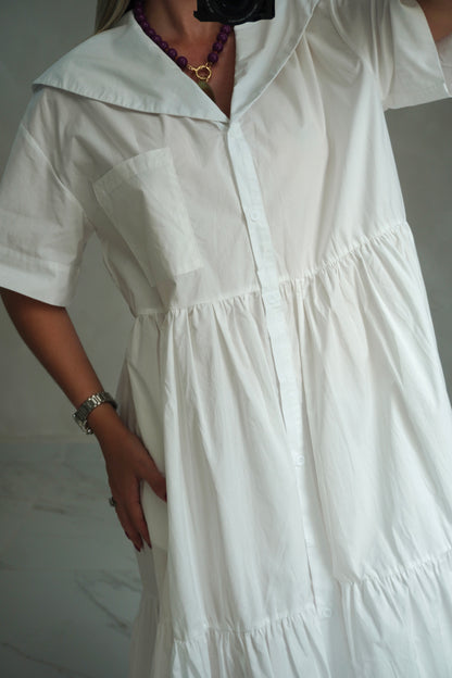 BUTTON DOWN MIDI DRESS