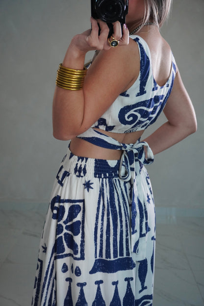 PRINTED CUT OUT MIDI DRESS