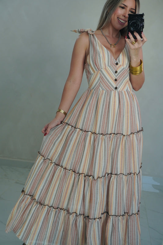 TIE STRAPS MAXI DRESS