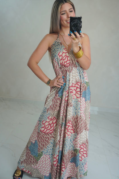 HALTER BACKLESS MIDI DRESS