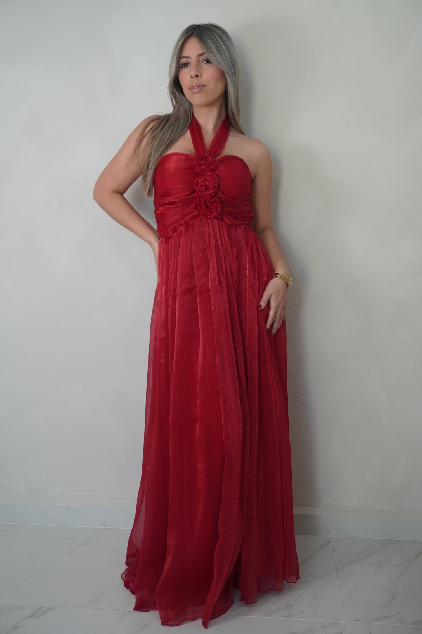 HALTER FLOWER MAXI DRESS