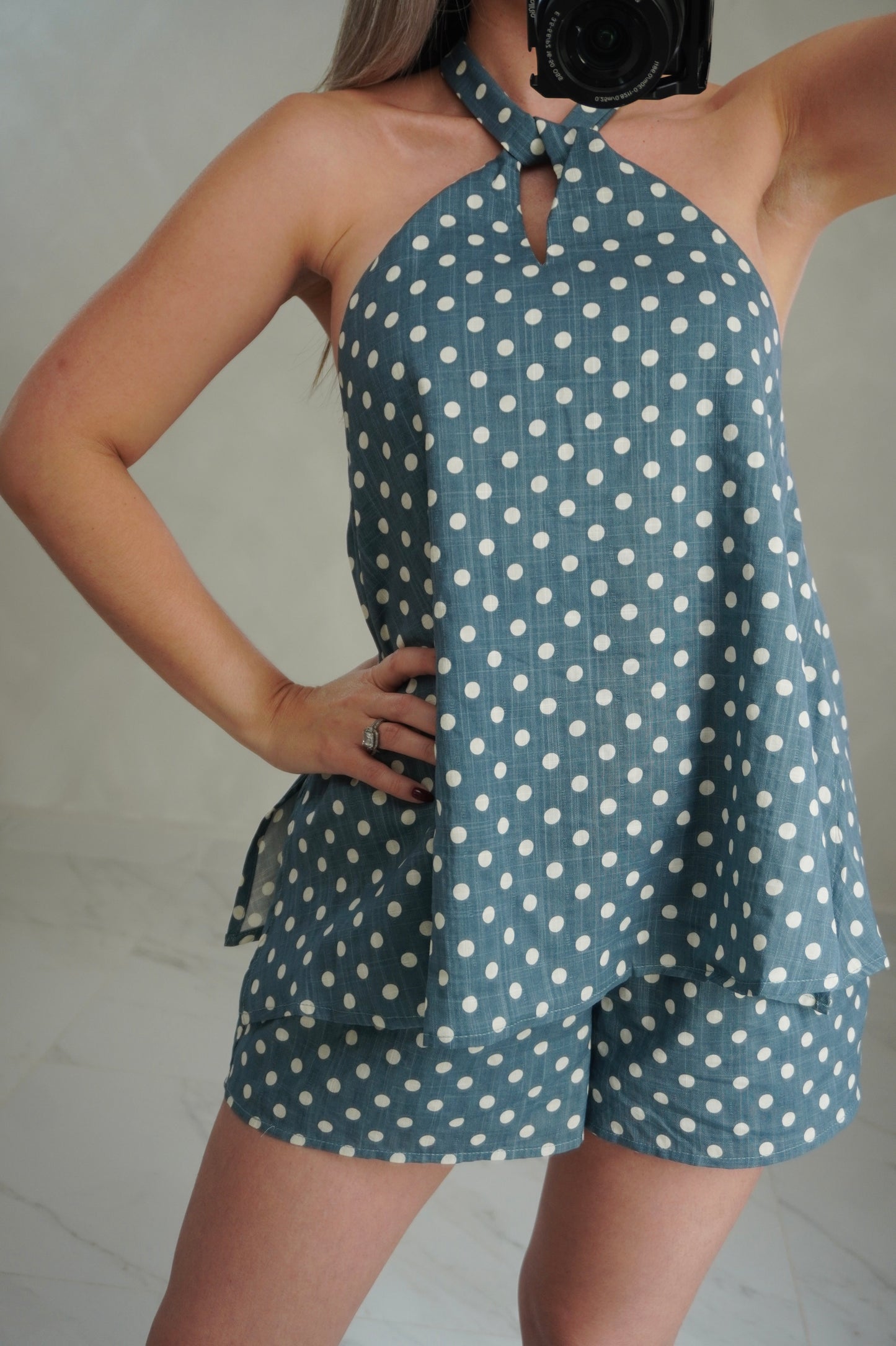 POLKA DOT HALTER TOP & SHORT SET