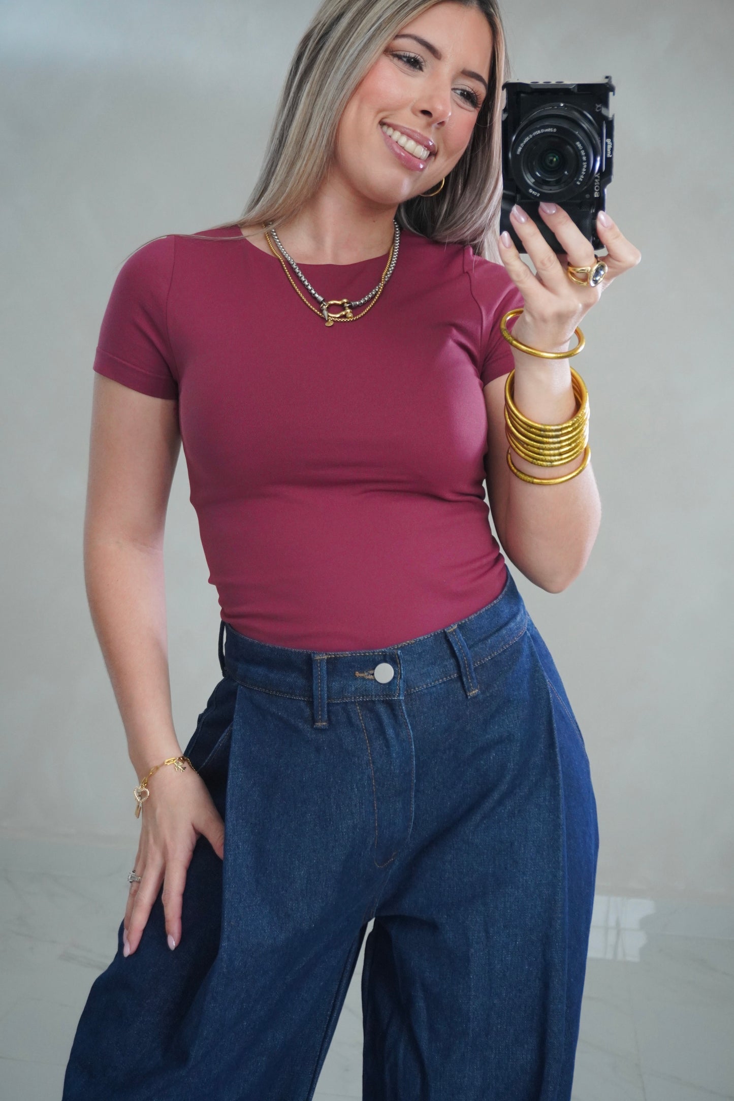 ROUND NECK BASIC TOP - FIG