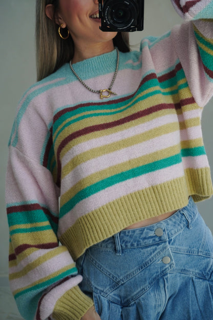 MINT STRIPES SWEATER TOP