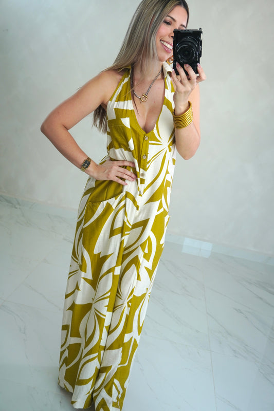 GOLDEN HALTER JUMPSUIT