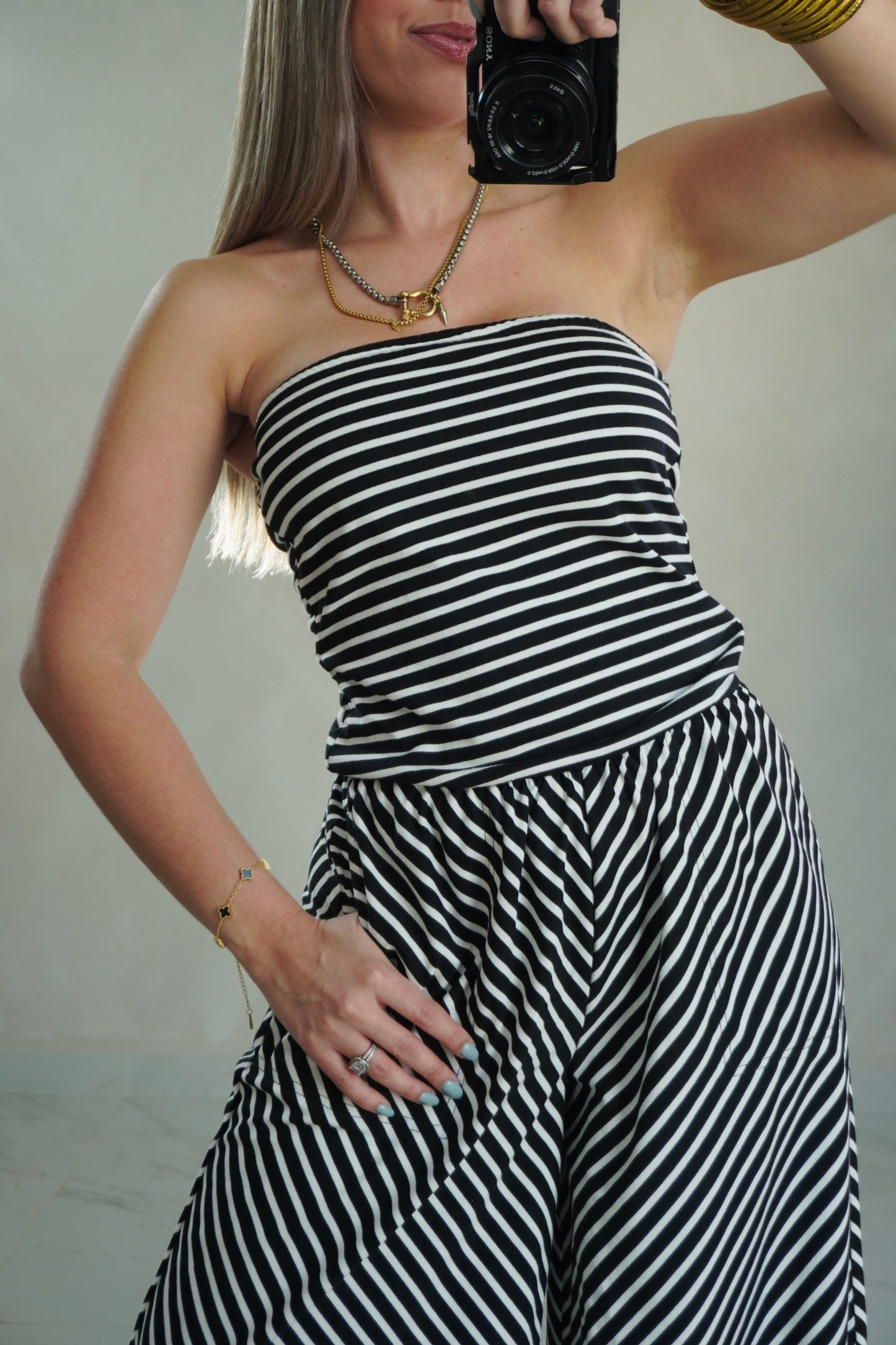 STRIPED KNIT JUMPSUIT