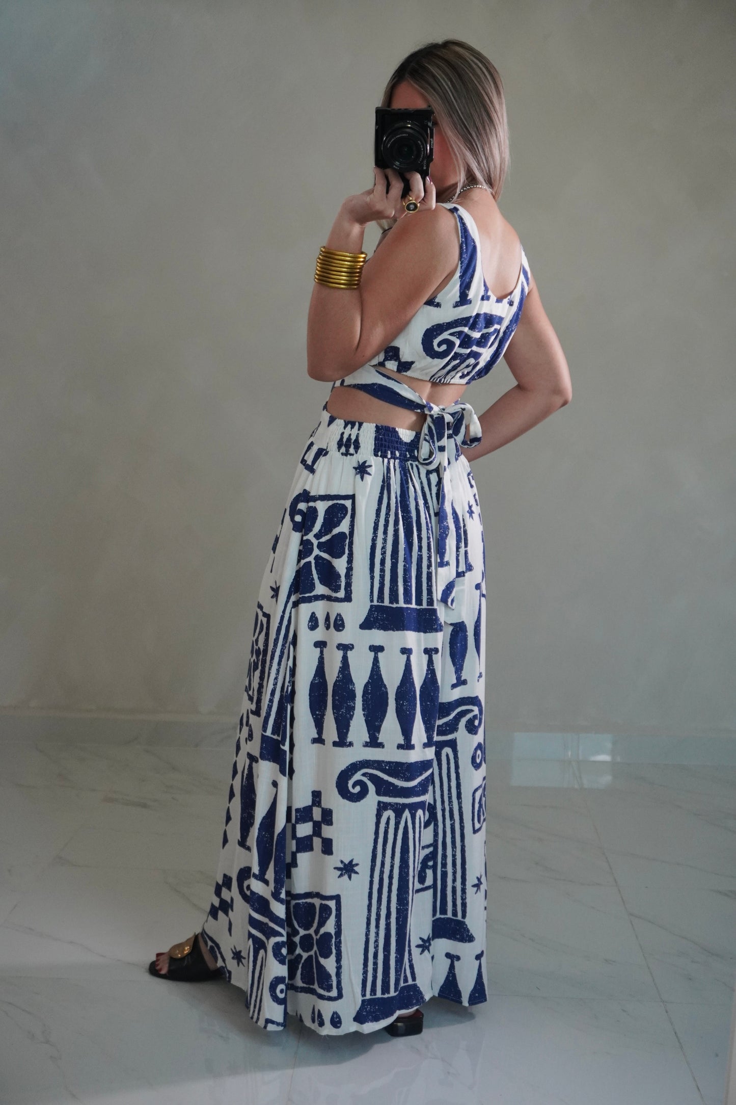 PRINTED CUT OUT MIDI DRESS