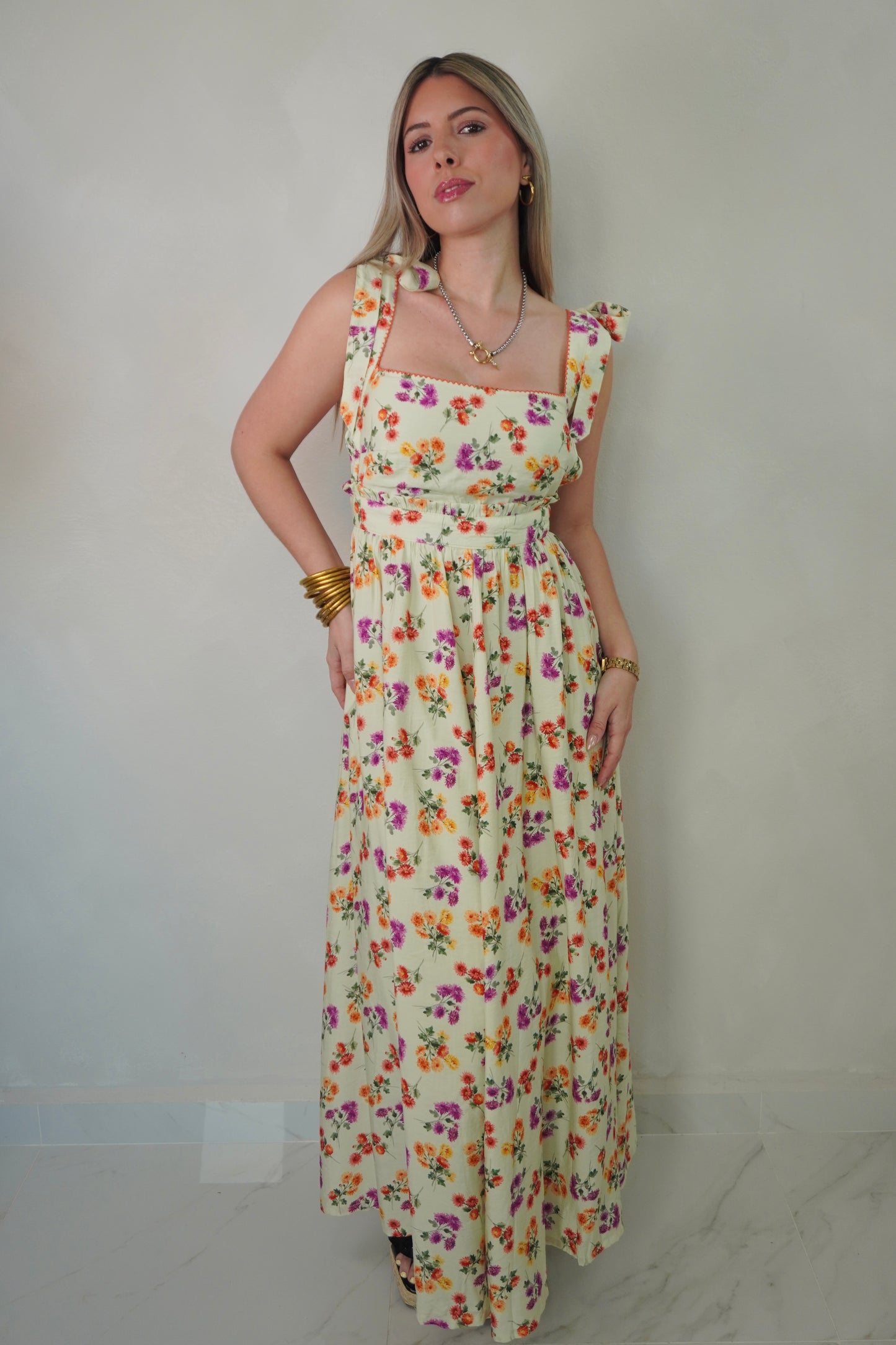 FLORAL SAGE MIDI DRESS