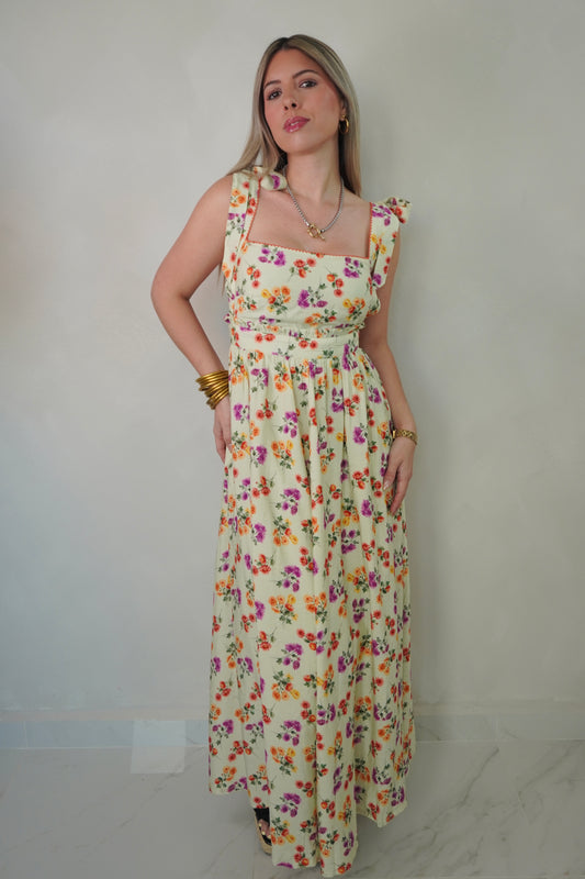 FLORAL SAGE MIDI DRESS