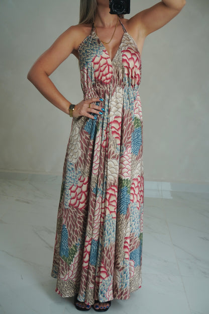 HALTER BACKLESS MIDI DRESS