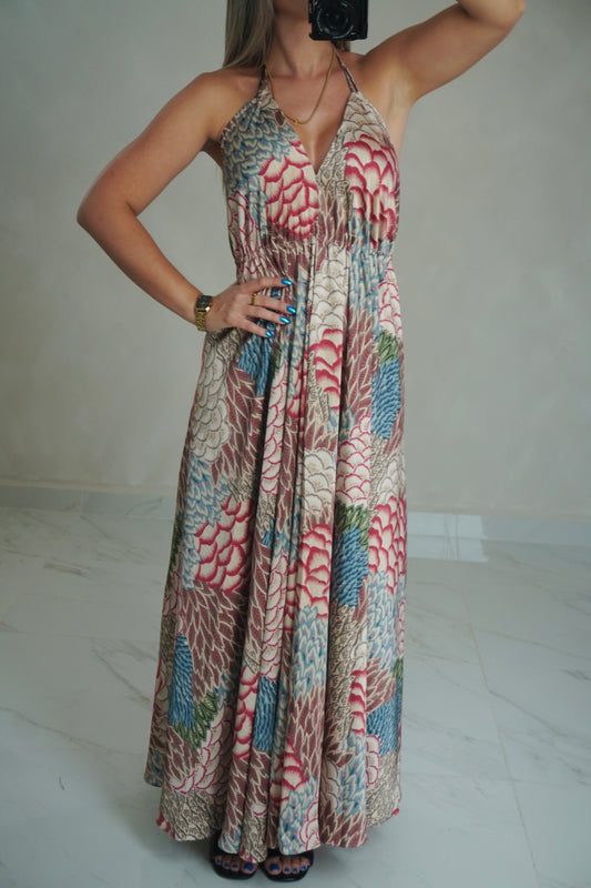 HALTER BACKLESS MIDI DRESS